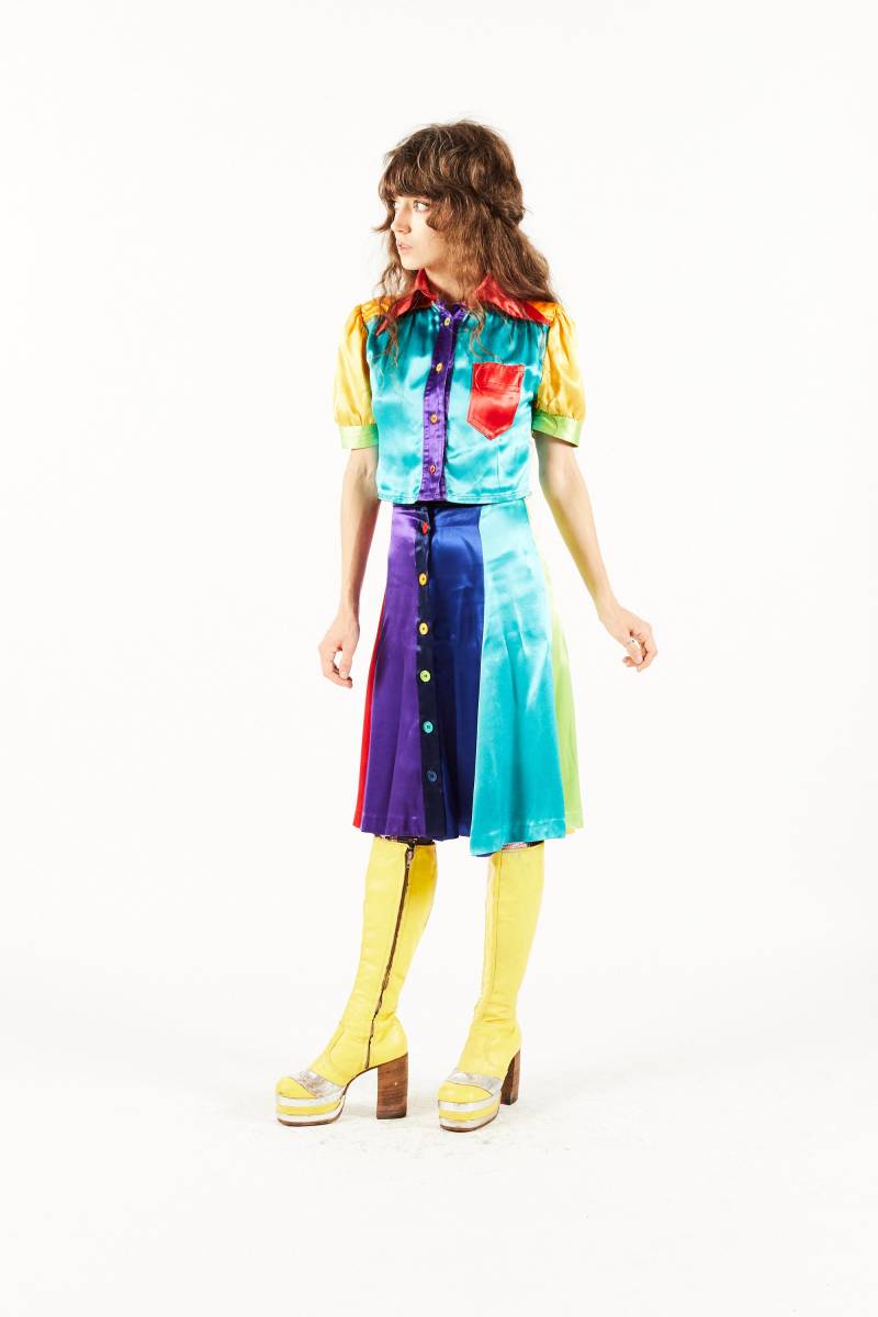 Wet Look Ms Selfridge Clone Von Mr Freedom Rock & Bluse - Color Block Anzug 70S Jumping Jack Flash Nyc von Items111111111
