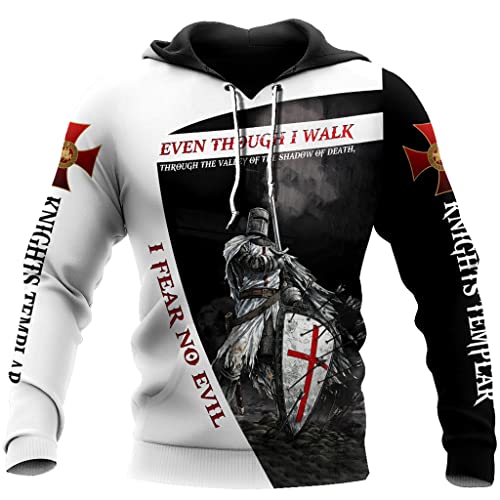 3D Christus Hoodies für Männer Frauen Jesus Knight Print Frühling Herbst Langarm Shirt USA Größe,Crusader Hoodie,M von JJLLAZAD