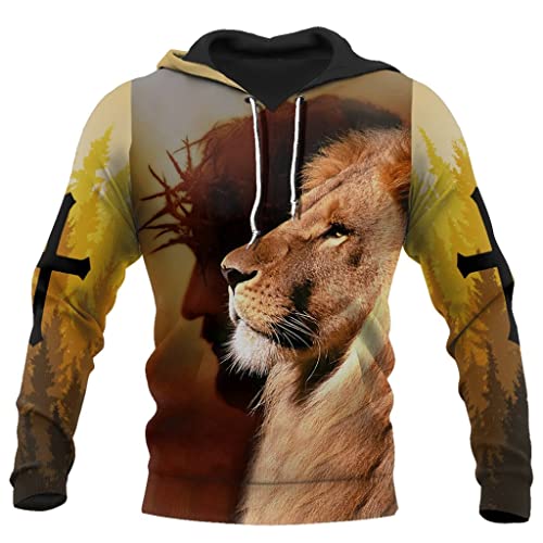 3D Christus Hoodies für Männer Frauen Jesus Knight Print Frühling Herbst Langarm Shirt USA Größe,My god Hoodie,L von JJLLAZAD