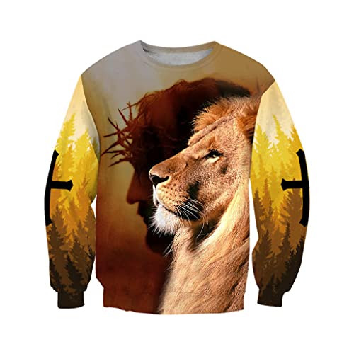 3D Christus Hoodies für Männer Frauen Jesus Knight Print Frühling Herbst Langarm Shirt USA Größe,My god Shirt,M von JJLLAZAD