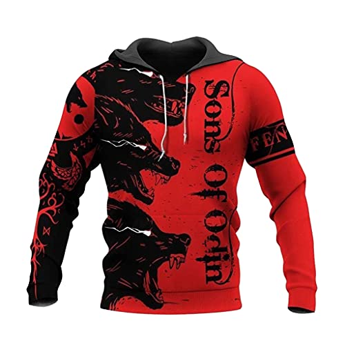 JJLLAZAD Fenrir Wolf Street Hoodie Für Herren 3D-Gedrucktes Neues Pullover-Sweatshirt Nordic Myth Herbstmode Harajuku Pullover,Fern Wolf Hoodie,5XL von JJLLAZAD