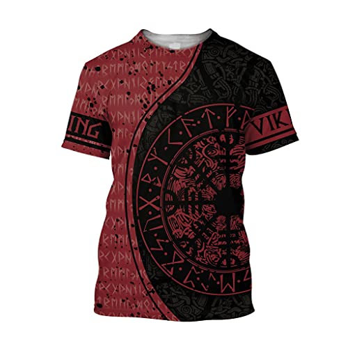 JJLLAZAD Herren Wikinger Tattoo Hoodie 3D Print Helm of Awe Casual Lose Sweatshirt Langarm Herbstmode Große Tasche Pullover,T Shirt,XXL von JJLLAZAD