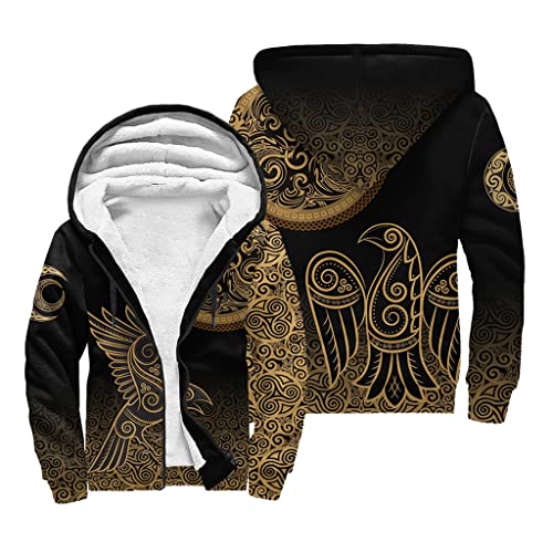 JJLLAZAD Keltischer Rabe Totem Hoodie Wikinger Knot 3D-Druck Lose Casual Langarm Sweatshirt Herbst Harajuku Fashion Jacke,Cotton Jackets,M von JJLLAZAD