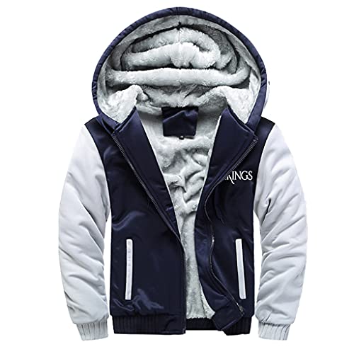 JJLLAZAD Wikinger Herren Full Zip Soft Fleece Odin Raven Winterjacken Hoodies Wolle Warme Dicke Sweatshirt Mäntel,Blue White,5XL von JJLLAZAD