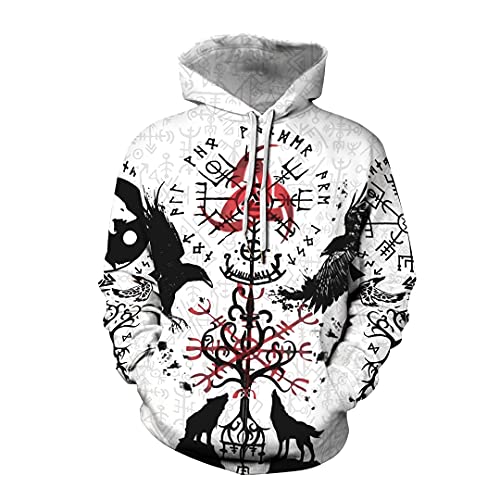 JJLLAZAD Wikinger Pullover-Hoodie 3D-Druck Familienkleidungsset Sweatshirt, Fallen Lose Lässige Kapuzenpullover Herren Damen Kinder Kapuzenpulli,Nordic Runes√Adult,3XL von JJLLAZAD