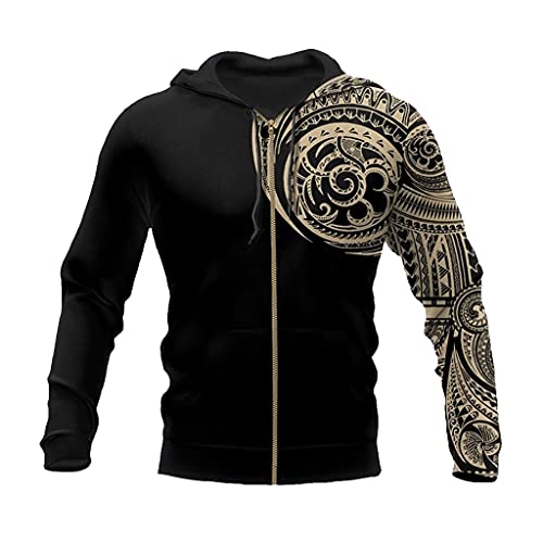 Wikinger Herren Hoodie,3D Drucken Lässig Locker Sweatshirt,Harajuku Street-Hip-Hop Langarm Herbst Kapuzenpullover,Amulet Zip Hoodie,L von JJLLAZAD