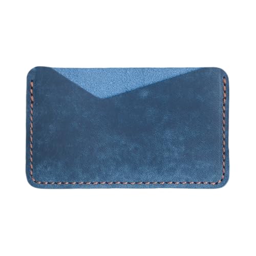 JJNUSA Handgefertigtes Visitenkartenetui aus Leder für Damen und Herren, minimalistische Ledergeldbörse, Kartenhalter, Used-Look, Geschenke, Marineblau, Visitenkartenetui von JJNUSA