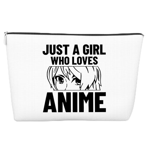 JJOINUS Anime-Make-up-Tasche für Frauen, beste Freundin, Schwester, Geschenke, Reißverschlusstasche für Anime-Film-Liebhaber, Weihnachten, Geburtstag, 25,4 x 17,8 cm, Weiss/opulenter Garten von JJOINUS