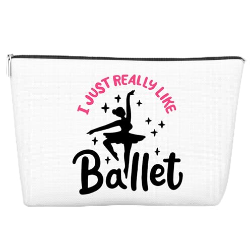 JJOINUS Ballett-Make-up-Tasche für Damen, beste Freundin, Schwester, Geschenk, Reißverschlusstasche für Ballettliebhaber, Weihnachten, Geburtstag, 25,4 x 17,8 cm, Weiss/opulenter Garten von JJOINUS