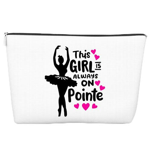 JJOINUS Ballett-Make-up-Tasche für Frauen, beste Freundin, Schwester, Geschenk, Reißverschlusstasche für Balletttänzer, Liebhaber, Weihnachten, Geburtstag, 25,4 x 17,8 cm, Weiss/opulenter Garten von JJOINUS