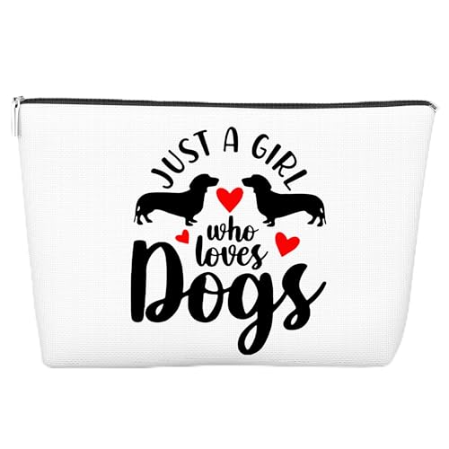 JJOINUS Hunde-Make-up-Tasche für Frauen, beste Freundin, Schwester, mit Reißverschluss, Tasche für Tierliebhaber, Weihnachten, Geburtstag, 25,4 x 17,8 cm, Weiss/opulenter Garten von JJOINUS