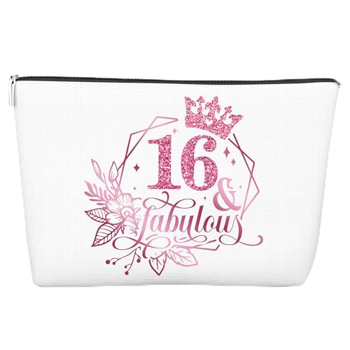 JJOINUS Make-up-Tasche zum 16. Geburtstag für Mädchen, beste Schwester, Freunde, Teenager, Mädchen, Freunde, Tochter, Enkelin, Nichte, Reißverschluss, Kosmetiktasche für Weihnachten, Geburtstag, Rosa, von JJOINUS