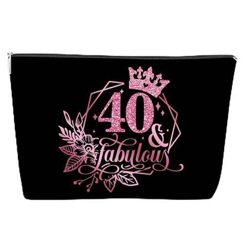 JJOINUS Make-up-Tasche zum 40. Geburtstag für Frauen, Jahrestag 40 Jahre alte Geschenkideen für Sie, Schwester, Mutter, Kollegen, Tante, Kosmetiktasche mit Reißverschluss für Weihnachten, Geburtstag, von JJOINUS