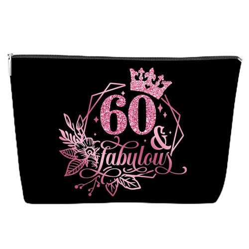 JJOINUS Make-up-Tasche zum 60. Geburtstag für Frauen, Jahrestag, 60 Jahre, Geschenkideen für Sie, Schwester, Mutter, Kollegen, Tante, Kosmetiktasche mit Reißverschluss für Weihnachten, Geburtstag, von JJOINUS