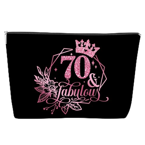 JJOINUS Make-up-Tasche zum 70. Geburtstag für Frauen, Jahrestag, 70. Geburtstag, Geschenkideen für Sie, Schwester, Mutter, Kollegen, Tante, Kosmetiktasche mit Reißverschluss für Weihnachten, von JJOINUS