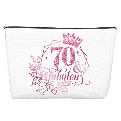 JJOINUS Make-up-Tasche zum 70. Geburtstag für Frauen, Jahrestag, 70. Geburtstag, Geschenkideen für sie, Schwester, Mutter, Kollegen, Tante, Kosmetiktasche mit Reißverschluss, für Weihnachten, von JJOINUS