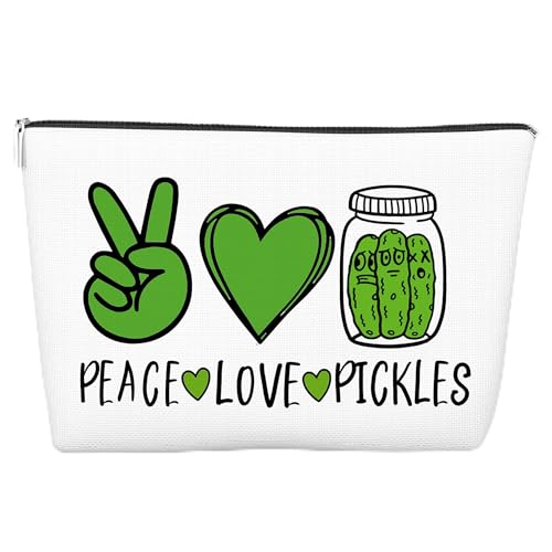 JJOINUS Pickle Make-up-Tasche für Frauen, Freundschaft, beste Freundin, Schwester, Gurke, Make-up, Reise-Kulturbeutel, Reißverschlusstasche für Gurkenliebhaber, Weihnachten, Geburtstag, 25,4 x 17,8 von JJOINUS