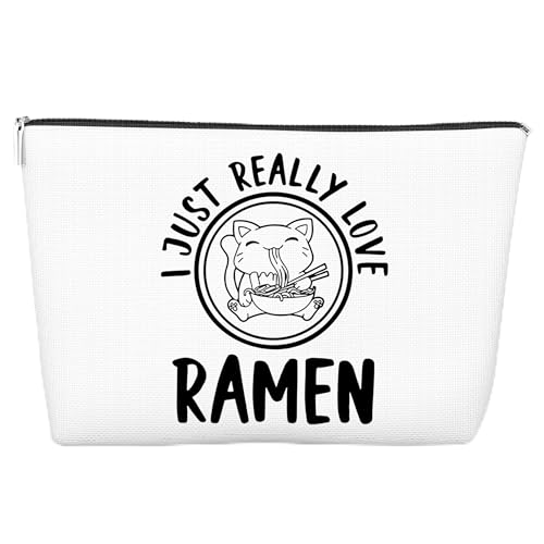 JJOINUS Ramen Make-up-Tasche für Frauen, beste Freundin, Schwester, Geschenke, Reißverschluss-Tasche für Ramen, Anime-Liebhaber, Weihnachten, Geburtstagsgeschenk., Weiss/opulenter Garten von JJOINUS