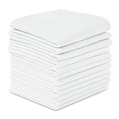 JJ PRIME - Stofftaschentücher Herren Taschentücher für Herren Taschentücher Stoff Herren | Herrentaschentücher Baumwolle 40x40 Kochfest | Einstecktuch Weiss | Stoffservietten Weiß (16"x16") von JJ PRIME