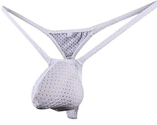 JJPOUCH Herren G-Strings Ausbuchtung Beutel Ösen Tangas JJP1017 Gr. S/M, weiß von JJPOUCH