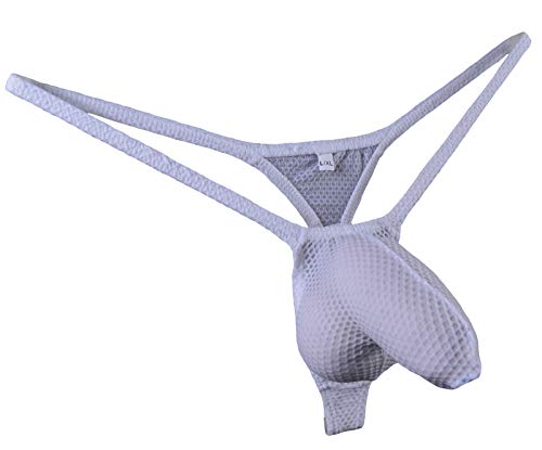 JJPOUCH Herren G-Strings Tangas T-Back Mesh Unterwäsche JJP1025, weiß, S/M von JJPOUCH