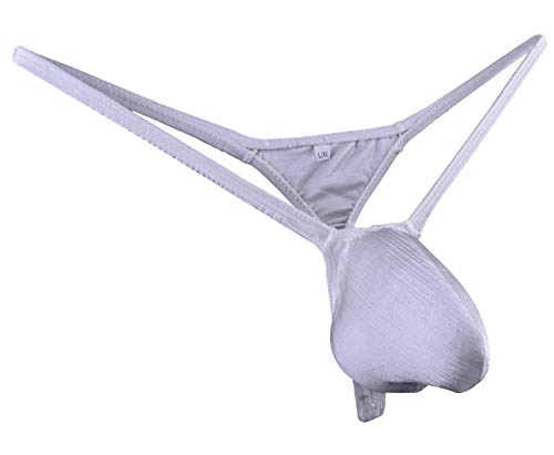 JJPOUCH Herren Schwimm-Tangas mit Bulge Pouch G-Strings Unterwäsche JJP1015, weiß, S/M von JJPOUCH