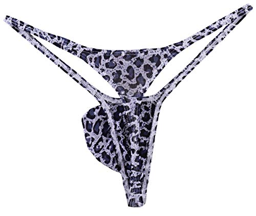 JJPOUCH Herren Tangas G-Strings C-thru Sheer Leopard T-back Unterwäsche JJP1023, grau, L/XL JJPOUCH Herren Tangas G-Strings C-thru Sheer Leopard T-back Unterwäsche JJP1023, grau, L/XL von JJPOUCH