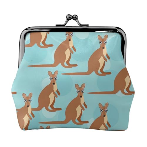 Funny for Kangaroo Zoo Print Waterproof Coin Purse Cute Mini Leather Wallet Compact Versatile Lock for Cards, Schwarz , Einheitsgröße von JJPUNGK