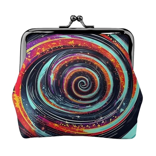 Space Spiral Cosmic Print Waterproof Coin Purse Cute Mini Leather Wallet Compact Versatile Lock for Cards, Schwarz , Einheitsgröße von JJPUNGK