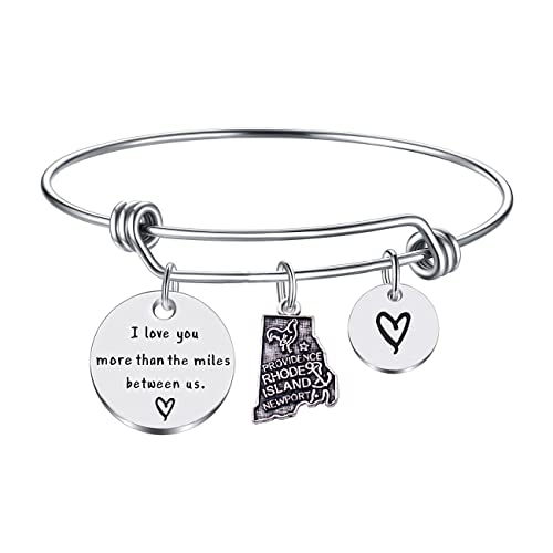 JJTZX Armband mit englischer Aufschrift "I Love You More Than The Miles Between Us", Fernbeziehung, Staatskarte, Geschenk, Geschenk, Metall, kein Edelstein JJTZX Armband mit englischer Aufschrift "I Love You More Than The Miles Between Us", Fernbeziehung, Staatskarte, Geschenk, Geschenk, Metall, kein Edelstein von JJTZX