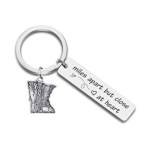 JJTZX Schlüsselanhänger mit Aufschrift "Miles Apart but Close at Heart", Fernbeziehung, US-Staatskarte, Minnesota, Medium JJTZX Schlüsselanhänger mit Aufschrift "Miles Apart but Close at Heart", Fernbeziehung, US-Staatskarte, Minnesota, Medium von JJTZX