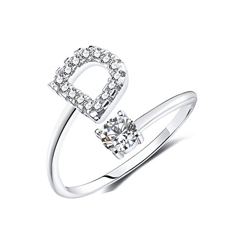 JJTZX Verstellbarer Kristall-Initialenring, freie Größe, stapelbar, Alphabet-Buchstaben, Knöchelringe für Brautjungfer, Kristall, Zirkonia JJTZX Verstellbarer Kristall-Initialenring, freie Größe, stapelbar, Alphabet-Buchstaben, Knöchelringe für Brautjungfer, Kristall, Zirkonia von JJTZX