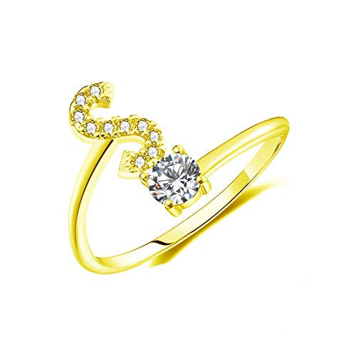 JJTZX Verstellbarer Kristall-Initialenring, freie Größe, stapelbar, Alphabet-Buchstaben, Knöchelringe für Brautjungfer, Kristall, Zirkonia JJTZX Verstellbarer Kristall-Initialenring, freie Größe, stapelbar, Alphabet-Buchstaben, Knöchelringe für Brautjungfer, Kristall, Zirkonia von JJTZX