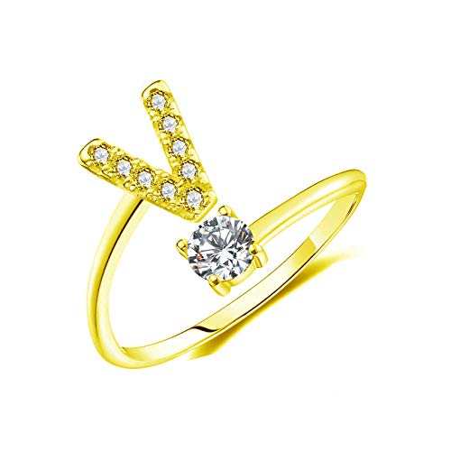 JJTZX Verstellbarer Kristall-Initialenring, freie Größe, stapelbar, Alphabet-Buchstaben, Knöchelringe für Brautjungfer, Kristall, Zirkonia JJTZX Verstellbarer Kristall-Initialenring, freie Größe, stapelbar, Alphabet-Buchstaben, Knöchelringe für Brautjungfer, Kristall, Zirkonia von JJTZX