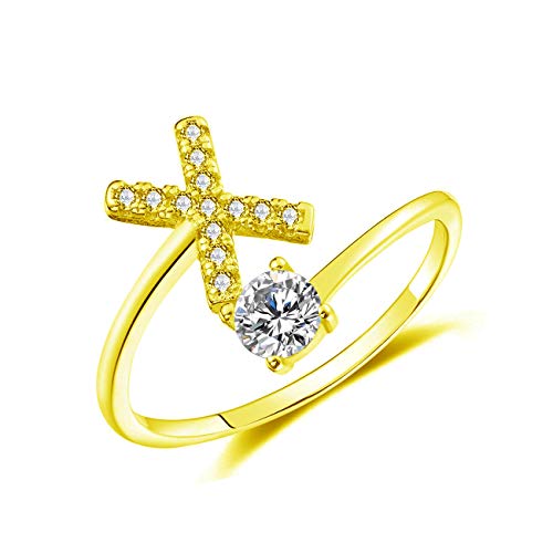 JJTZX Verstellbarer Kristall-Initialenring, freie Größe, stapelbar, Alphabet-Buchstaben, Knöchelringe für Brautjungfer, Kristall, Zirkonia JJTZX Verstellbarer Kristall-Initialenring, freie Größe, stapelbar, Alphabet-Buchstaben, Knöchelringe für Brautjungfer, Kristall, Zirkonia von JJTZX