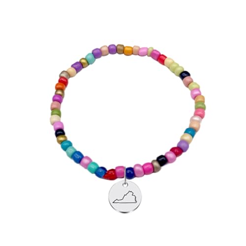 JJTZX Zierliches Charm-Armband für Damen, Motiv: Staatskarte, bunte Perlenglieder, handgefertigt, Geschenk für lange Distanzen, Small, Edelstahl, Kein Edelstein JJTZX Zierliches Charm-Armband für Damen, Motiv: Staatskarte, bunte Perlenglieder, handgefertigt, Geschenk für lange Distanzen, Small, Edelstahl, Kein Edelstein von JJTZX