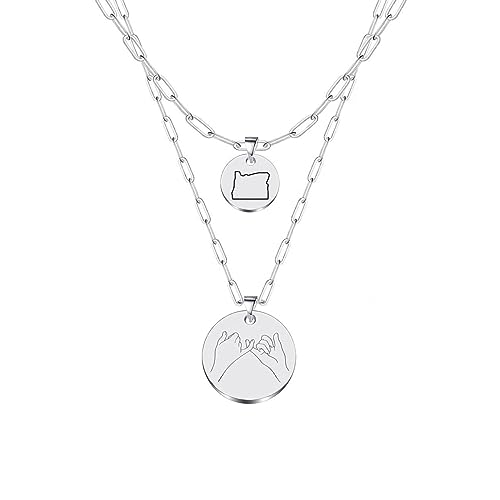 JJTZX Zierliches Halsketten-Set "Pinky Promise United States Map", süße Beziehungsgits für beste Freundin, Metall, Kein Edelstein JJTZX Zierliches Halsketten-Set "Pinky Promise United States Map", süße Beziehungsgits für beste Freundin, Metall, Kein Edelstein von JJTZX