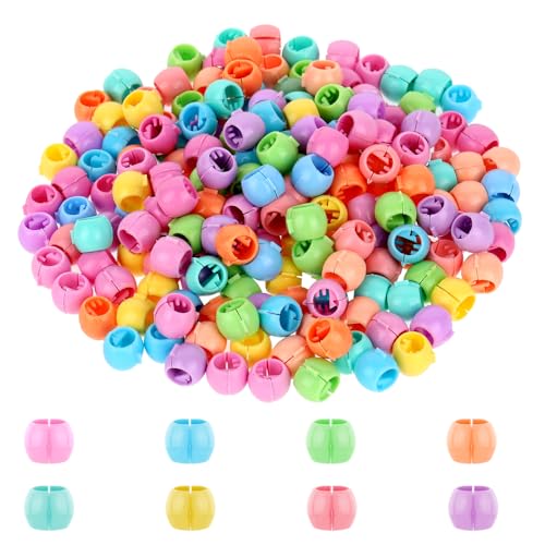JJUNW 200 Stück Mini Haarspangens für Kinder, Bunt Haarperlen, Bunt Kunststoff Haarperlen Mini Rund Haarclips Haarschmuck Kinder Perlen für Pferdeschwanz Zopf Haarschmuck Mädchen Kinder (Farbe 2) von JJUNW