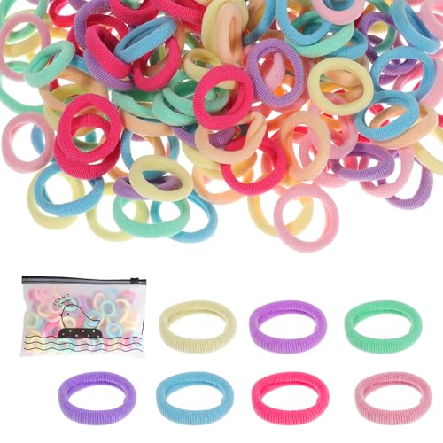 JJUNW 200 Stück Bunte Zopfgummis für Mädchen, Mini Nahtlose Haarbänder, Haargummis Gummibänder Haarbänder Haarband Baby Mehrfarbige Soft Zopfgummis für Mädchen Frauen von JJUNW
