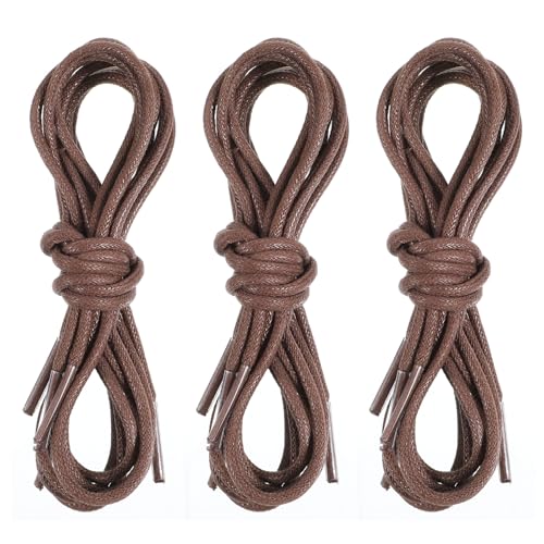JJUNW 3 Paar Business Schnürsenkel, Runde Gewachste Schuhbänder, Senkel 90 cm Wasserabweisend und Sehr Reißfest Dünne Shoelaces für Damen & Herren Lederschuhe Herenschuhe Anzugschuhe Halbschuhe(Braun) von JJUNW