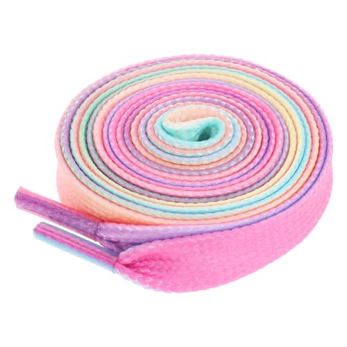 JJUNW 4 Paar Schnürsenkel Bunt, 120cm Regenbogen Schnürsenkel kinder Erwachsene 10 mm Breite Bunte Flache Schuhbänder Schnürsenkel Flach für Sportschuhe Freizeitschuhe Canvas Schuhe (Rosa) von JJUNW