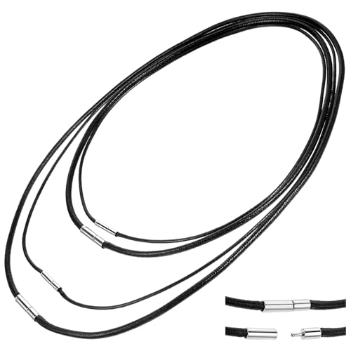 JJUNW 4 Stück Leder Halskette, Lederband für Kette, 1.5/3mm Kunstleder Lederband mit Verschluss Geflochten Kunstleder Halskette Herren Damen Lederkette Schwarz für Armbänder Halsketten DIY Handwerk JJUNW 4 Stück Leder Halskette, Lederband für Kette, 1.5/3mm Kunstleder Lederband mit Verschluss Geflochten Kunstleder Halskette Herren Damen Lederkette Schwarz für Armbänder Halsketten DIY Handwerk von JJUNW
