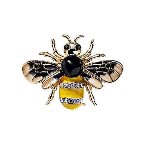 JJWNMLL Biene Broschen Insekt Tier Pin Abzeichen Kristall Honigbiene Brosche Geburtstag Hochzeit Geschenk für Mutter Frau Frauen Schmuck (25 * 35mm, A) von JJWNMLL