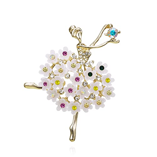 JJWNMLL Frauen Brosche Ballett Tanz Mädchen Brosche blau Strass Pin Abzeichen Kristall Brosche Hochzeit Bankett Brosche für Damen Mädchen (Weiß) von JJWNMLL