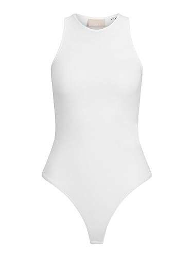 JJXX Damen Jjxx Jxivy Tight Sl Oneck Dream Body, Bright White/Print:tonal Print, M von JJXX