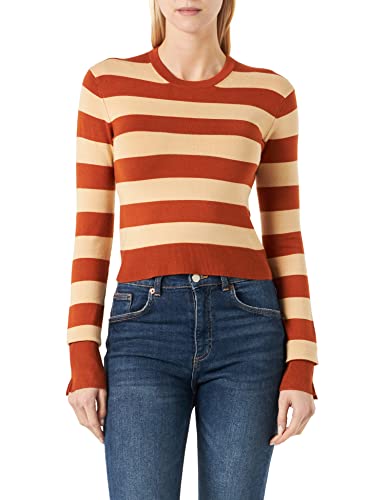 JJXX Damen Jjxx Jxvalentina Ls Soft Stripe Cropped Knit, Bombay Brown/Stripes:/Beige, L von JJXX