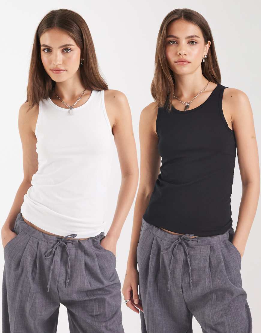 JJXX - 2er-Pack Trägertop mit Ringerrücken in Schwarz und Weiß JJXX - 2er-Pack Trägertop mit Ringerrücken in Schwarz und Weiß von JJXX