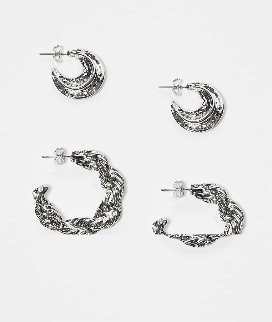 JJXX - 2er-Pack silberfarbene Ohrringe in verschiedenen Designs von JJXX