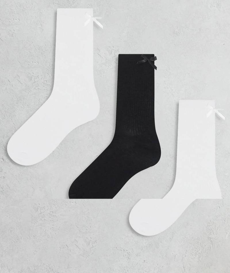 JJXX - 3er-Pack Socken in Weiß-Mix mit Schleifendetail von JJXX