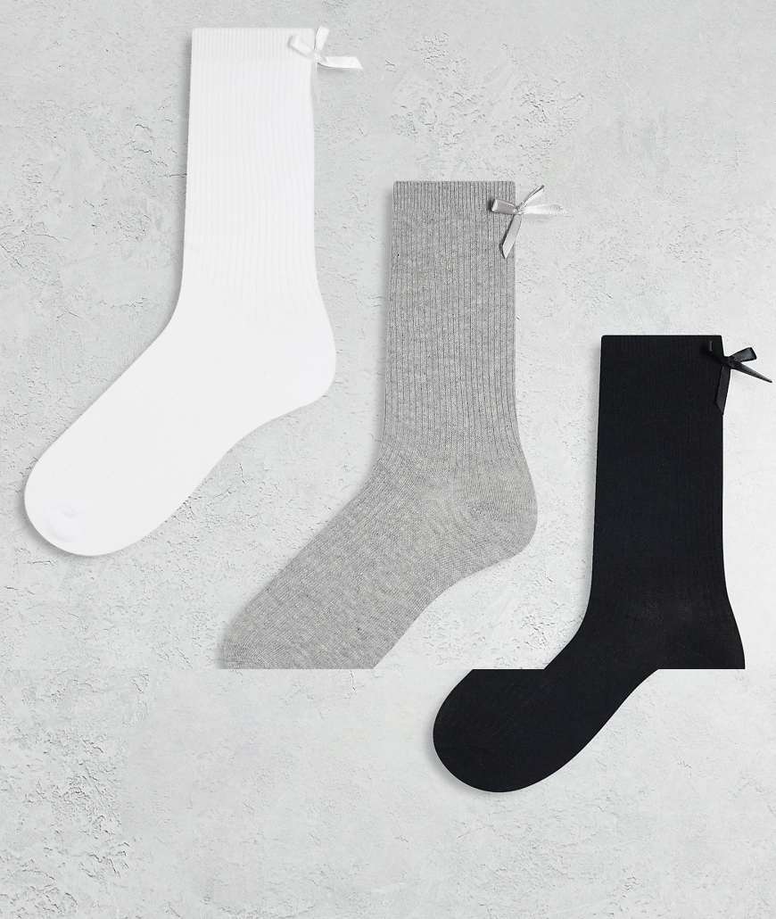 JJXX - 3er-Pack Socken in verschiedenen Farben mit Zierschleifen-Schwarz von JJXX